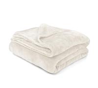 BESCH Manta de Microlina Poliéster Color Liso 220 x 240 cm Suave y Acogedora - Cobija de Polar Ligera Cálida Lavable a Máquina para Sofá, Cama o Viaje (Blanco)