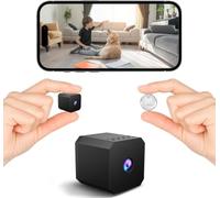 beseloa Mini cámara espía - Mini cámara de seguridad inalámbrica mejorada 2026, pequeña cámara WiFi para interiores con visión nocturna sin brillo, alertas de movimiento, para el hogar/oficina/mascota