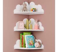 Beskadi Estantes esquineros flotantes de Nube, Juego de 3 estantes de Pared de Esquina para habitación de niños, Estante de Esquina Blanco para guardería, pequeño Estante de exhibición de Nube Lindo