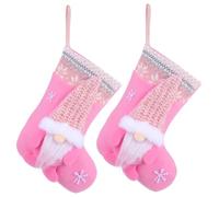 BESPORTBLE 2 Piezas Adorno Navideño Colgante de Calcetín Rosa Clásico de | Muñeca sin Rostro, Relleno de Pp Algodón y Tela No Tejida, Decoración Festiva para Escena Navideña