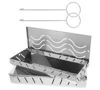 BESPORTBLE 2 Piezas Caja para Ahumar Barbacoa de Acero Inoxidable Portátil con Tapa, Diseño Fácil de Colocar y Versátil para Cocinar al Aire Libre y Mejorar el Sabor de Carnes y Vegetales