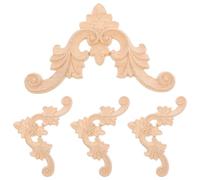 BESPORTBLE 4 Piezas Apliques de Madera Tallada para Muebles Diseño Europeo Elegante, Molduras de Esquina de Madera para Decoración Versátil y Acabado Natural sin Pintar