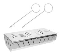 BESPORTBLE Caja para Fumar de Acero Inoxidable con Tapa para Barbacoa, Recipiente Portátil para Ahumar Carnes y Verduras en Cocina al Aire Libre