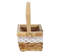 BESPORTBLE Cesta de Mano de Bambú Tejida, Cuadrada, Base Estable | Decoración y Almacenamiento Interior, Color Caqui, Estilo Natural y Chic, para Oficina o Hogar