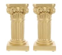 BESPORTBLE Estatuas Decorativas de pilares nórdicos en Resina Dorada 2 Unidades 9.5x9.5x19.5 cm para decoración de Interiores, Accesorios para Fotos y Bases de Maceta