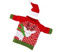 BESPORTBLE Funda para Botellas de Vino de Navidad Diseño de Suéter de Lana y Franela Bolsa Protectora Patrón de Ciervo Decoración Festiva Adecuado para Fiestas y Regalos Navideños