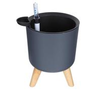 BESPORTBLE Maceta de Riego Automático con Soporte y Patas Redonda de PP | Indicador de Nivel de Agua, Cubeta Interior Extraíble, Diseño Gris Minimalista, para Cactus y Plantas de Interior