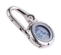 BESPORTBLE Reloj Mosquetón de Acero Inoxidable Azul para Exteriores | Pantalla de Fecha, Alarma Programable, Resistencia al Agua, Consumo Reducido de Energía