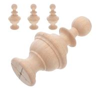 BESPORTBLE Remates de de Madera sin Terminar 6 X 12 Cm, 4 Piezas, para Barras de Cortina y Pasamanos de Escaleras, Decoración de Muebles Interiores, Remates Tallados a Mano