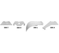BESSEY DBK-T - Cuchillo para alfombras | Juego de 10 cuchillas trapezoidales para cortes precisos con cambio rápido de barbilla para un trabajo eficiente