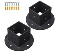 Besshepplo Paquete de 2 bridas cuadradas de 2 x 2 pulgadas para postes de madera, barandilla de cubierta, pérgola, buzón, anclajes con tornillos para proyectos de bricolaje de jardín al aire libre