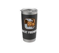Best Friends Lindo y Adorable Amigo Perro y Gato Amigo Vaso térmico de acero inoxidable de doble pared