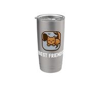 Best Friends Lindo y Adorable Amigo Perro y Gato Amigo Vaso térmico de acero inoxidable de doble pared