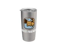 Best Friends Lindo y Adorable Amigo Perro y Gato Amigo Vaso térmico de acero inoxidable de doble pared