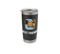 Best Friends Lindo y Adorable Amigo Perro y Gato Amigo Vaso térmico de acero inoxidable de doble pared