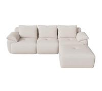 BestAlice Sofá de esquina con función de dormir, sofá seccional modular, sofá sin desnudos, sofá comprimido en forma de L para salón, sofás seccionales, no requiere montaje, pana (beige)