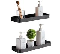 Bestdon Estante de Ducha sin taladrar, Estante de Ducha Autoadhesivo, Cesta de Ducha de Aluminio, Estante de Pared para baño y Cocina, Color Negro, 2 Unidades