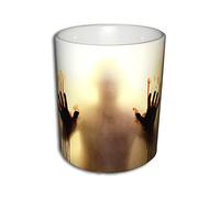bestforhome Taza de Walking Dead para fans de la calavera Taza de zombi. Taza de diseño de porcelana brillante, 330 ml, el regalo para tus amigos Paquete de regalo de diseñador incluido (blanco)