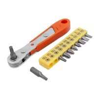 Bestgle Mini llave de trinquete con juego de 10 puntas de destornillador, destornillador magnético de ángulo recto con accionamiento de 1/4 pulgadas de alto par de torsión reversible mini juego de
