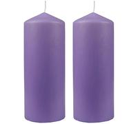 Bestgoodies Velas de cera para pilar, diámetro 8 cm x 20 cm (2 unidades), color morado - larga duración de combustión, fabricadas en la UE, velas de bloque - tocones de cera