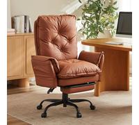 Bestier Sillón de Relax con Taburete, Respaldo Ajustable a 135°, reposabrazos giratorios de 90°, Funda de Pana, sillón de TV, cómodo Asiento para salón, Dormitorio, Color marrón
