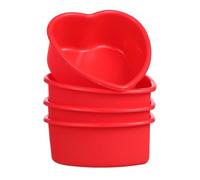 BESTOMZ 4 Piezas Moldes de Silicona Molde Versátil en Forma de Corazón para Hornear en Rojo para San Valentín Aptos para Horno y Congelador para Mini Pasteles y Cupcakes
