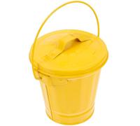 BESTOMZ Cubo de Basura de Mesa Metálico Retro Amarillo para Escritorio | Abertura Amplia, Limpieza Fácil, Tamaño Compacto para Estantes y Encimeras, Hogar u Oficina