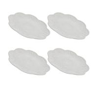 BESTOMZ Juego de 4 Platos de Cerámica Blancos Borde Curvado y Diseño Floral, Ideales para Tardes de Té y Presentaciones Elegantes