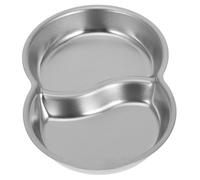 BESTOMZ Plato de Acero Inoxidable Doble Compartimento para Condimentos, Diseño Compacto y Elegante, Adecuado para Servir Salsas y Aperitivos en Restaurantes o Mesas Reutilizable