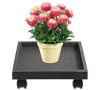 BESTonZON Bandeja para Macetas Cuadrada con Ruedas, Base Resistente | Negra, Diámetro Interior 260mm y Exterior 290mm, Plástico y Resina, para Patios y Suelos