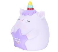 BESTonZON Hucha Infantil Unicornio Pequeña de Vinilo Morado Elegante Alcancía Resistente a Golpes para Ahorro Diario y Decoración de Escritorio para Cumpleaños y Fiestas