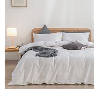 BESTOUCH Juego de Ropa de Cama de 100% algodón Lavado, Tacto Ultra Suave, cómodo, Elegante, Ligero, 3 Piezas, Ropa de Cama, hogar, Color Blanco Claro, King