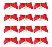 BESTOYARD 24 Piezas Decoración Navideña Lazos Rojos de Poliéster y Aleación, Adorno Delicado en Forma de Moño para Árbol de Navidad en Ambiente Festivo