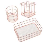 BESTOYARD 3 Piezas Portalápices Metálico de Acero Inoxidable, Cesta Hueca | Organizador Tallado Ahuecado, Recipiente de Malla Metálica, para Salón y Baño, Mantiene el Escritorio Ordenado