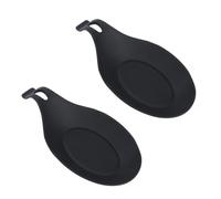 BESTOYARD Reposacucharas 2piezas de Silicona Negro Resistente al Calor y Flexible Tapete Antideslizante y Protector para Utensilios de Cocina para Cucharas Adecuado para Hogar