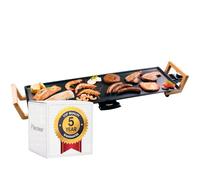Bestron XL Plancha electrica para cocinar en diseño ASIA, plancha cocina con revestimiento antiadherente, Parrilla eléctrica para hasta 6 personas, 1800 vatios, color: negro