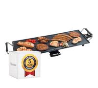 Bestron XL Plancha electrica para cocinar, plancha cocina con revestimiento antiadherente, Parrilla eléctrica para hasta 6 personas, 1800 vatios, color: negro