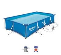 Piscina desmontable rectangular Bestway Splash FP de PVC azul 400x211x81 cm con depuradora incluida tipo I de 1.249 L/h y capacidad 5.700 L para jardín