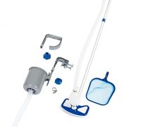 Pack Accesorios Bestway para el Cuidado y Limpieza de la Piscina: Limpiafondos, Recogehojas, Skimmer, Malla de Limpieza y Sistema de Aspiración de conexión a la bomba