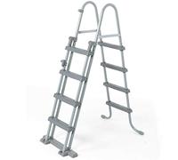 BESTWAY 58331 - Escalera para Piscina Desmontable de 122 cm Gris con Marcos de Metal y 9 Grandes Peldaños con Sistema de Seguridad para Niños Fácil Montaje