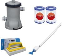 Bestway - Aspirador para piscinas AquaCrawl, bomba de filtración de 2006 l/h, 2 filtros tipo II y cepillo de limpieza