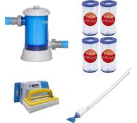 Bestway - Aspirador para piscinas AquaCrawl y bomba de filtración de 5678 L/h, con 4 filtros tipo III y cepillo de limpieza WAYS
