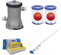 Bestway - Aspirador para piscinas AquaReach, bomba de filtración de 2006 L/h, 2 filtros tipo II y cepillo de limpieza