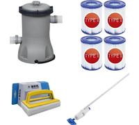 Bestway - Aspirador para piscinas AquaReach, bomba de filtración de 2006 L/h, 4 filtros tipo II y cepillo de limpieza
