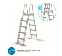 Bestway Escalera de Seguridad para Piscinas Bestway Flip & Lock 76,5 x 124,5 x 135/191,5 cm para Piscinas Desmontables de 132 cm de Altura Gray 76x124.5x191.5cm