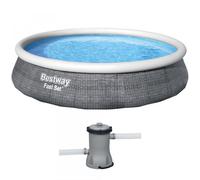Bestway Fast Set 57376 - Ø396x84 cm - Piscina hinchable + Bomba filtro 29 W