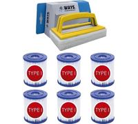 Bestway - Filtro tipo I, compatible con la bomba de filtración 58381 - Paquete de 6 unidades y cepillo de limpieza WAYS