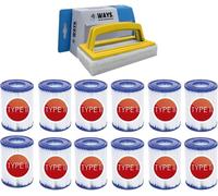 Bestway - Filtro tipo II, compatible con la bomba de filtración 58383 - 12 unidades, y cepillo de limpieza WAYS