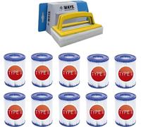 Bestway - Filtro tipo II, compatible con la bomba de filtración 58383 - Paquete de 10 unidades. Además, cepillo de limpieza WAYS