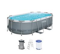Bestway Juego de Piscina Ovalada de 14' x 8'2" x 39.5"/4.27 m x 2.50 m x 1 m